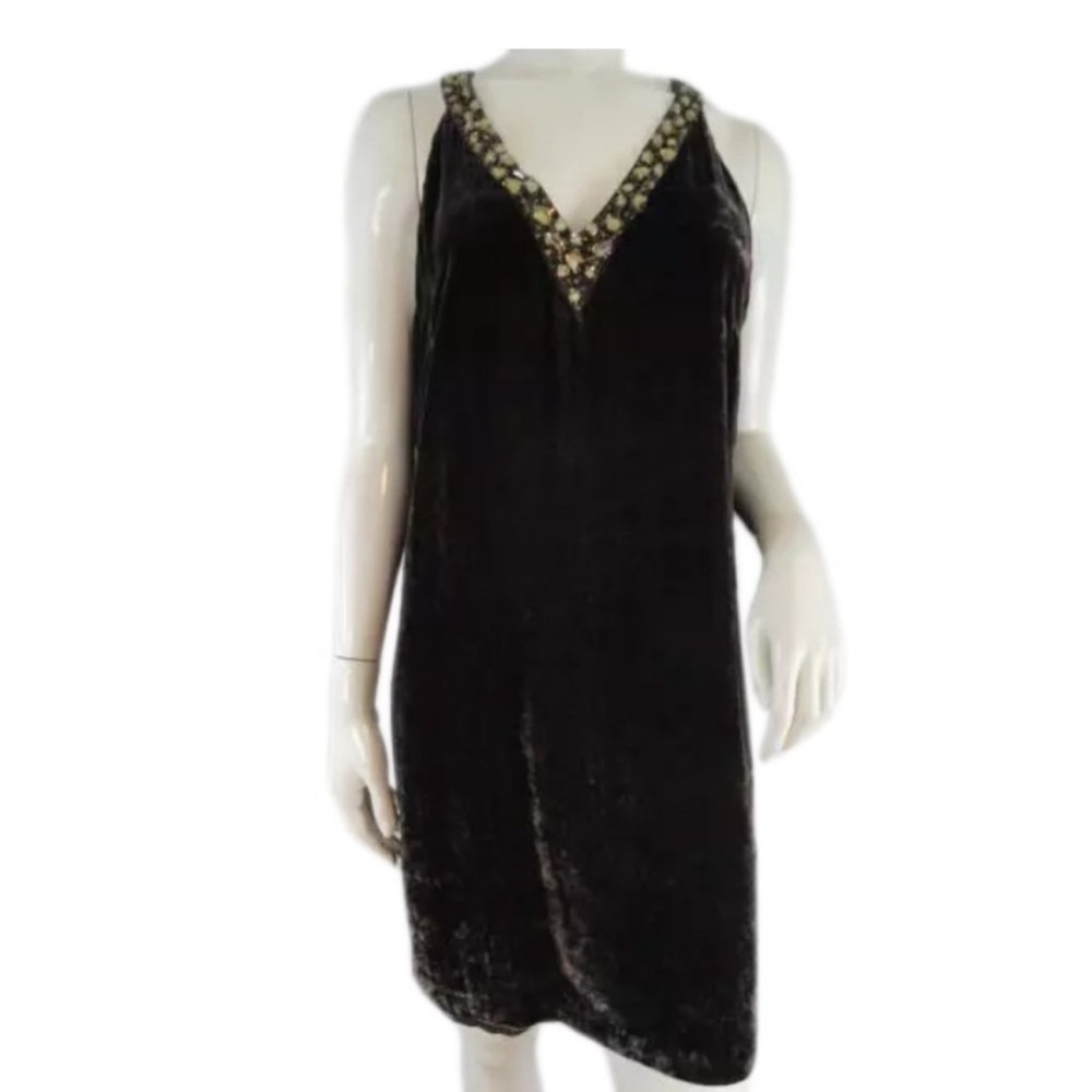 Boston Proper chocolate brown velvet dress